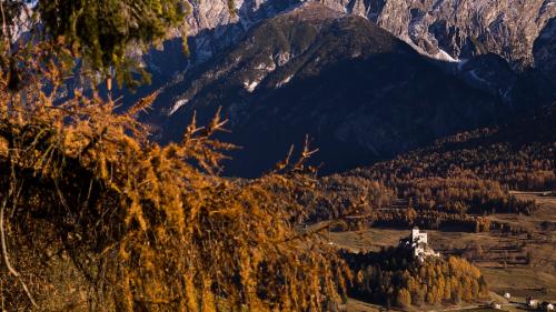 Grazcha a l’ora da bellezza dürant il mais october d’eiran numerus giasts in viadi in cumüns e champogna da la destinaziun cumünaivla Engiadina Bassa e Val Müstair (fotografia: Andrea Badrutt).