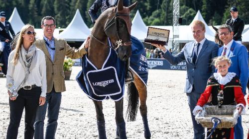 St. Moritzer GP-Sieger Wilm Vermeir auf «Iq van het Steentje». Foto: Longines CSI St. Moritz / Katja Stuppia