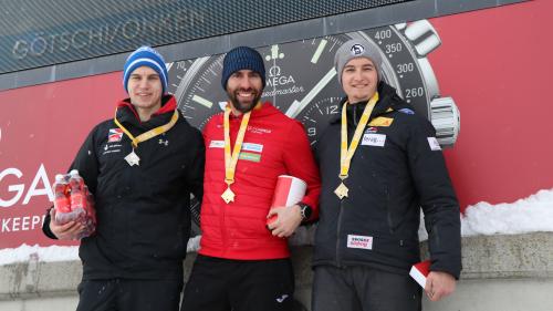 Basil Sieber (rechts) wurde im Skeleton Zweiter und Dritter. Foto: z. Vfg