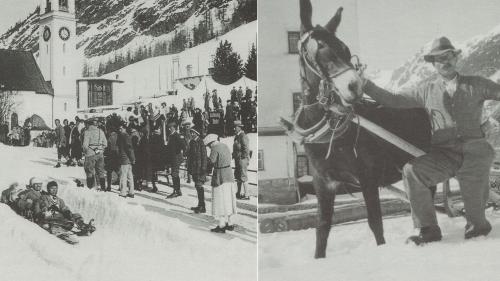 Bobbahn in Pontresina und Luigi Costa mit einem Maultier. Fotos: z.Vfg