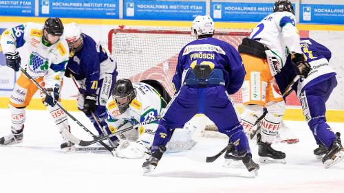 Die Spieler des CdH Engiadina zeigten über weite Strecken ein starkes Spiel gegen den SC Weinfelden, und die Unterengadiner führten zwischenzeitlich sogar mit 6:1 (Foto: Marco Ritzmann).