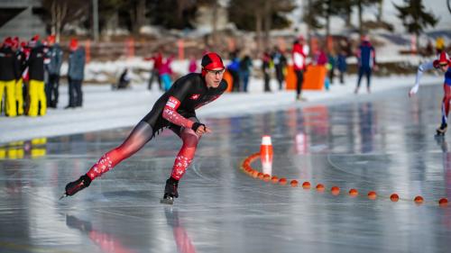  Flavio Gross am 1500-Meter-Speed-Skating-Rennen auf dem St. Moritzersee. Foto: fotoswiss.com/Giancarlo Cattaneo