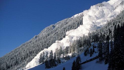 Künstlich ausgelöste Staublawine zur Sicherung einer Strasse bei Davos.  Archivfoto: WSL-Institut für Schnee- und Lawinenforschung SLF