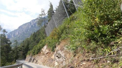 Trotz zahlreicher Steinschlagnetze fallen immer wieder Steine und Felsbrocken auf die Strasse nach Viano. 
Foto: Ruth Pola 