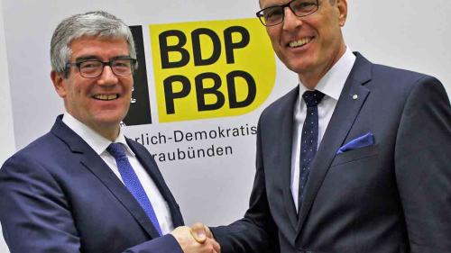 BDP nominiert Jon Domenic Parolini (links) und Andreas Felix für den Regierungsrat. Foto: z. Vfg