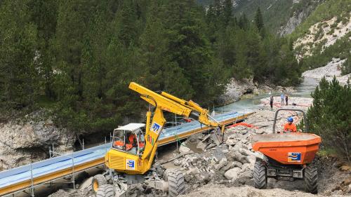 La part dal Spöl chi’d ha stuvü gnir sanada in ün prüm pass, davo la contaminaziun cul tössi PCB (fotografia: Parc Naziunal Svizzer).