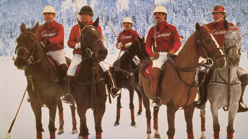 Die Spieler des ersten Snow Polo World Cup im Jahr 1985. Foto: z. Vfg